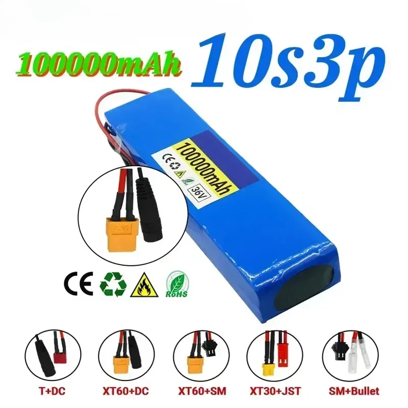 

Batterie au lithium aste avec BMS, batterie modifiée pour vélo, scooter et véhicule électrique, 10S3P, 18650 W, 36V, 10Ah, 1000