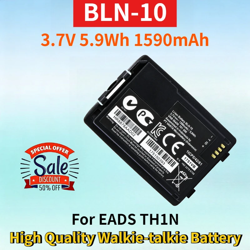 

New BLN-10 3.7V 5.9Wh 1590mAh Lithium-ion Rechargeable Battery Pack for EADS TH1N High Quality Walkie-talkie Replacement Battery