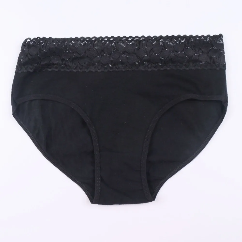 Comfortable High Waist Cotton Underwear Lace Design Wide Belt Women Panties Absorbent Solid Color Leakproof Panties for Women