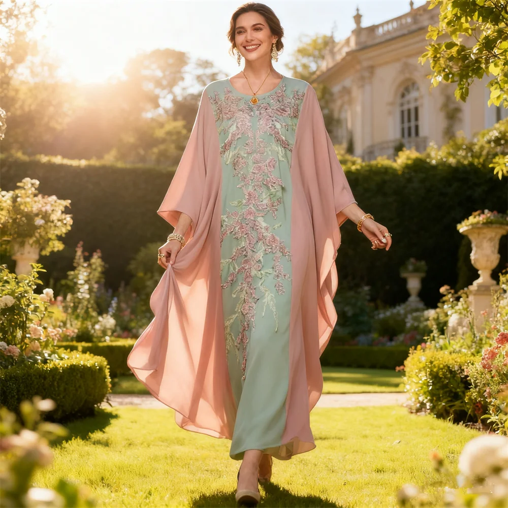 

Marocain Caftan Eid Mubarak Ramadan Abaya Women Muslim Batwing Sleeve Dress Dubai Abayas Kaftan Islamic Clothing Jalabiya Robe