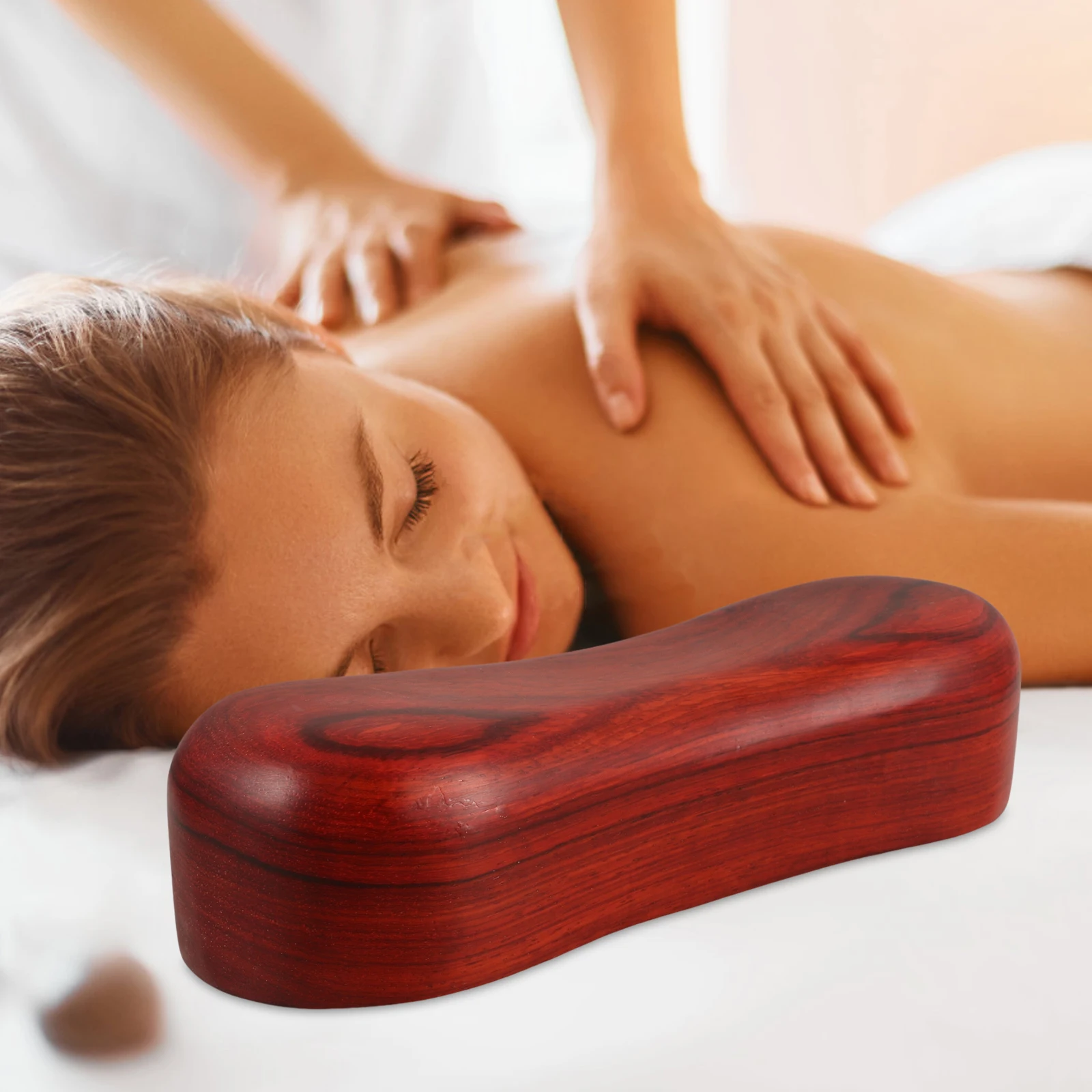 

Wooden Cervical Massage Pillow Ergonomic Neck Support Lumbar Spine Sweat Steam Room Daily Use Smooth Surface Practical Travel