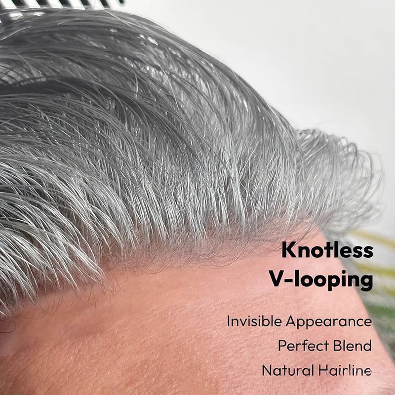 Male Hair Prosthesis Ultra-Thin Skin 0.02MM Microskin Men's Wig Premier Wigs for Men 100% Natural Human Hair Toupee for Men