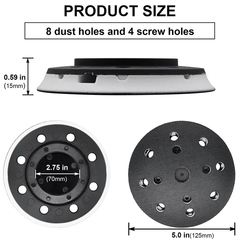 Recambio de almohadilla de lijado 492280 ultraduradera, 125mm (5 pulgadas), suave, 8 agujeros, Compatible con Festool ES125, ETS125