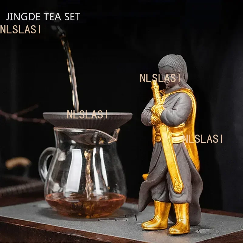 Boutique Purple Clay Tea Pet Tea Strainer Creative Figure Statue Ornaments Handmade Crafts Tea Set Decoration Accessories