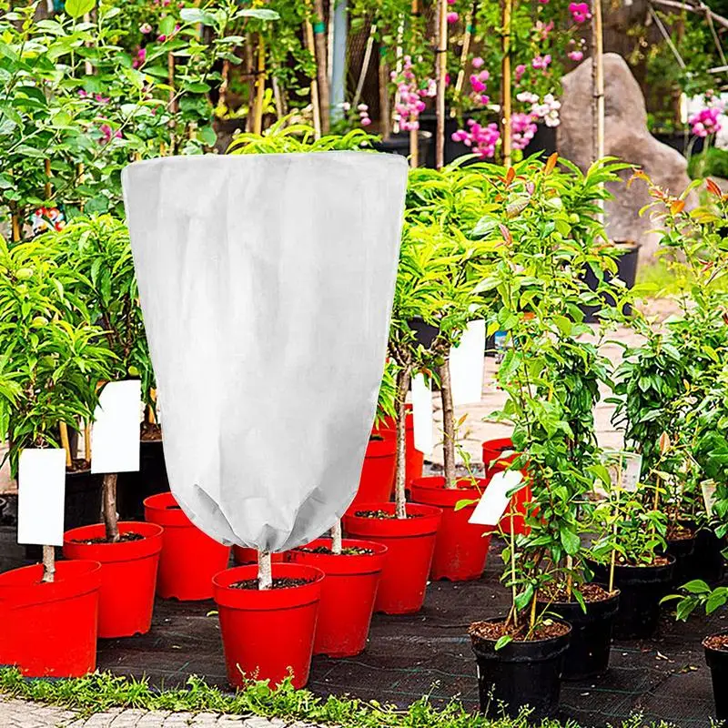 Capas de plantas com cordão, proteção anticongelante, jaqueta de plantas ao ar livre, inverno