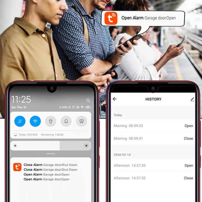 Tuya Smart Life App,WIFI Garage Door Opener Controller,Timer,Door Open/Close Monitor, Voice Control with Alexa/Google Assistant