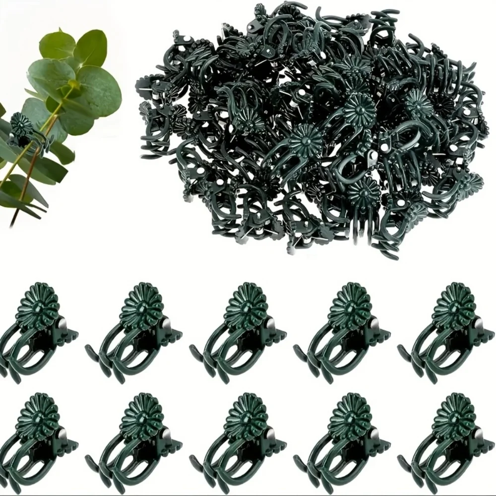 100 Pieces of Orchid and Vine Garden Plant Clips, Durable Pp Support Rod Clips, Perfect for Indoor and Outdoor Gardens, Plant Fixing Accessories