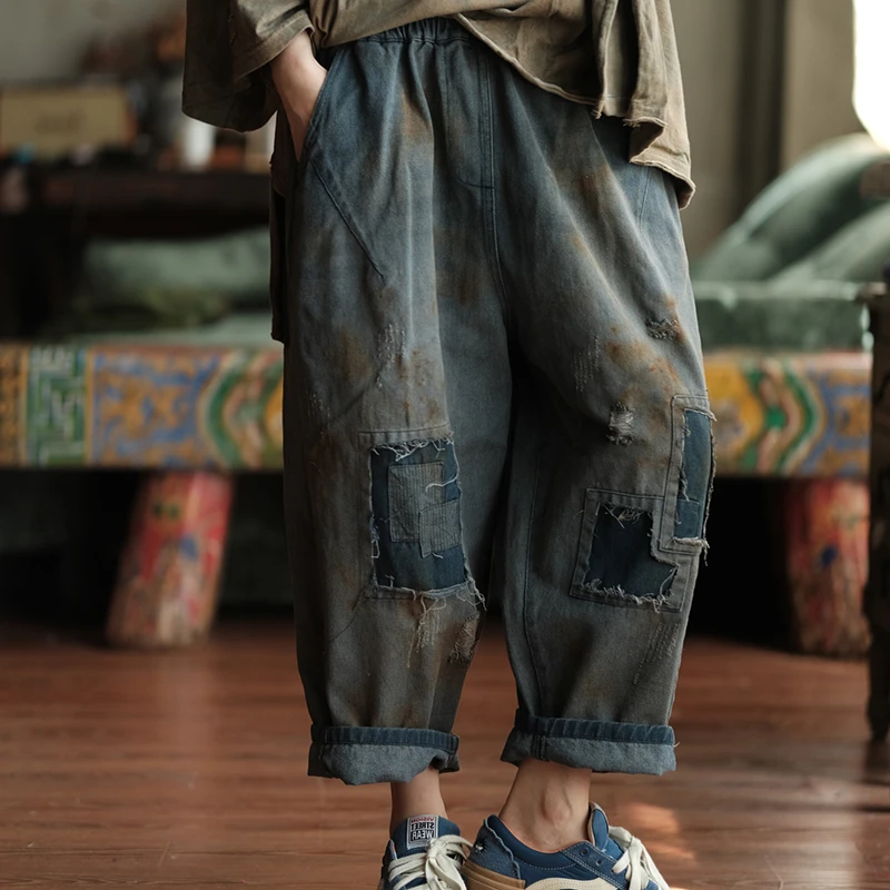 

Женские повседневные джинсы-бойфренды, Новое поступление, осень 2022, винтажный стиль, свободные женские джинсовые брюки до щиколотки, M2098