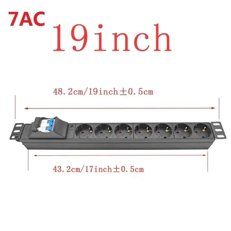 Imagem -05 - Tira do Poder da Liga de Alumínio Pdu Unidade de Distribuição de Energia Fio Estendido 2m Soquete da ue 2m 210 ac 16a 32a Nenhuma Tomada