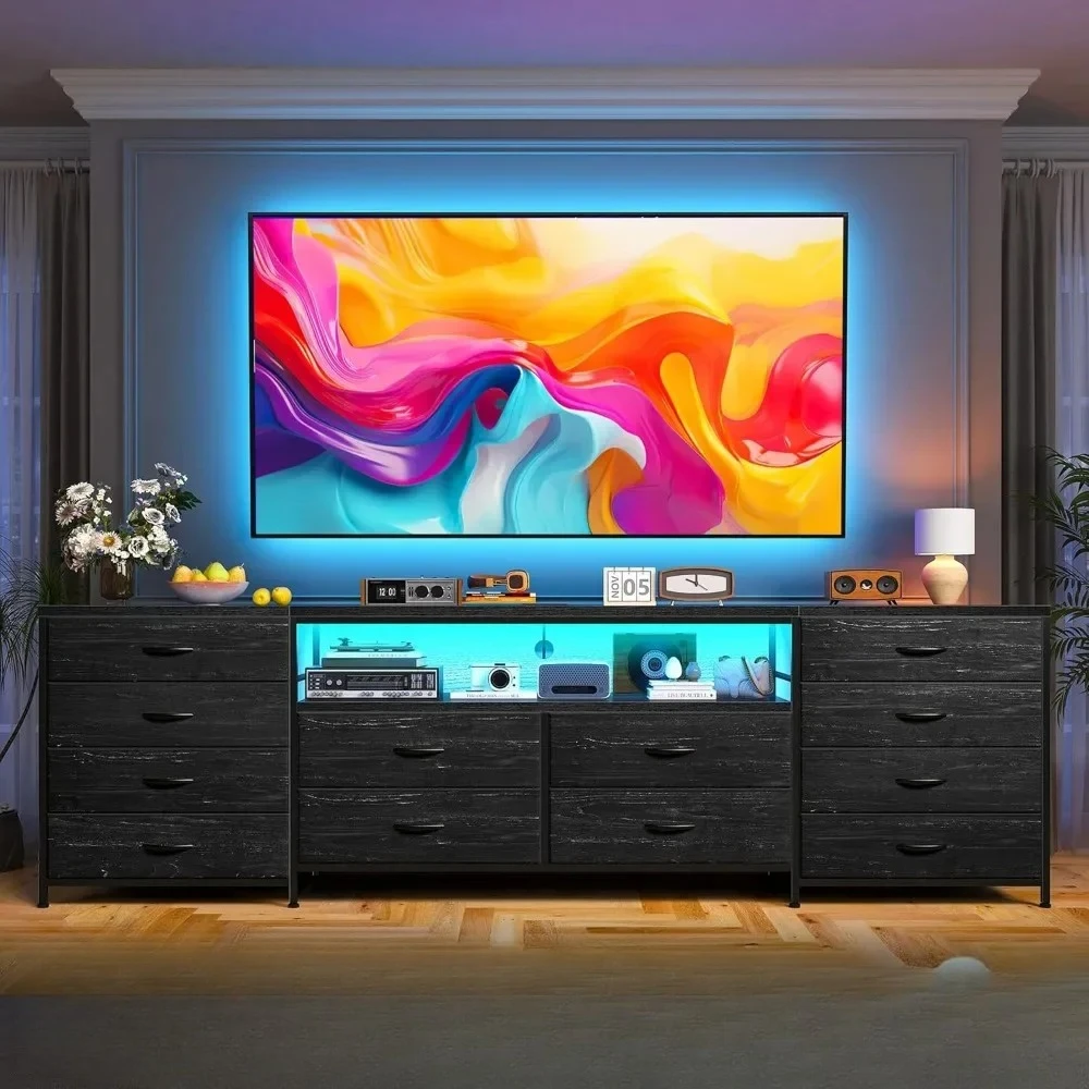 

#For TV Stand Dresser TV Stand for Bedroom with LED Lights & Power Outlets & 12 Drawers&