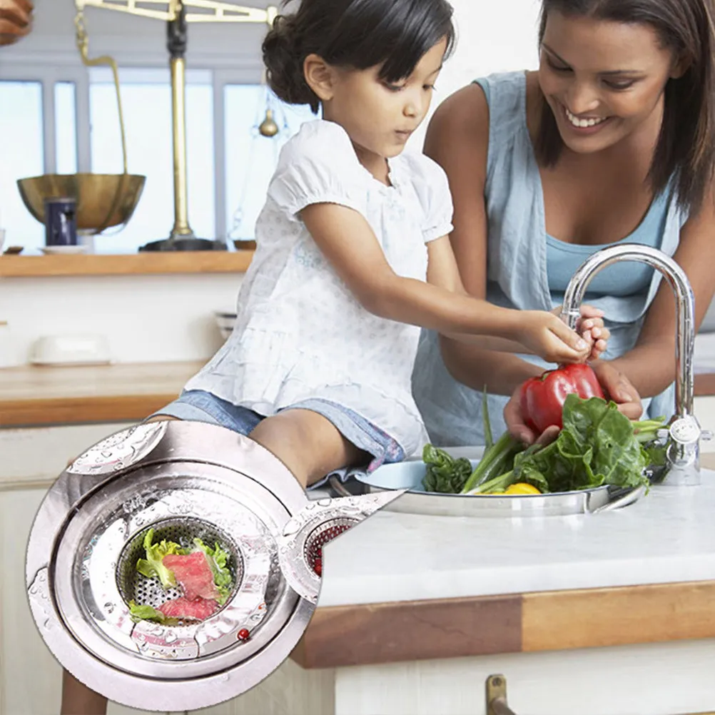 

4Pcs Stainless Steel Sink Drain Cover Water Plug Kitchen Bathroom Bathtub Stopper Hair Filter Leakproof Silver Floor Drain