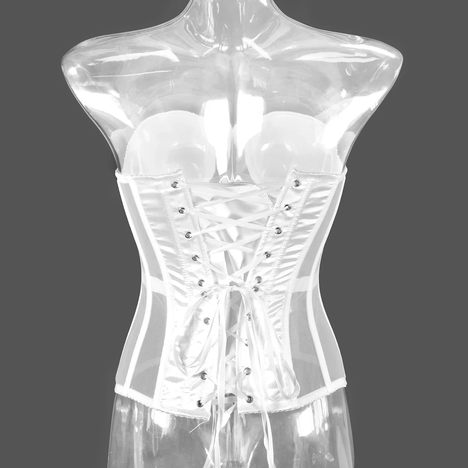 Women's Plastic Bones Support Mesh Strapless Soiree Convertible Corset Bustier Bra to Support and Carry Special Occasion Dresses