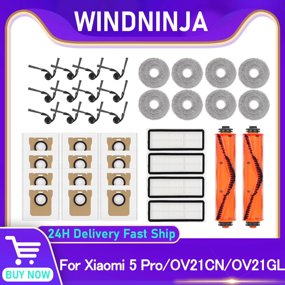 Für Xiaomi 5 Pro OV 21CN OV 21GL Mopp Tuch Haupt Pinsel Seite Pinsel HEPA-Filter Staub Taschen Roboter Vakuum Zubehör Fit Kit ersatzteil