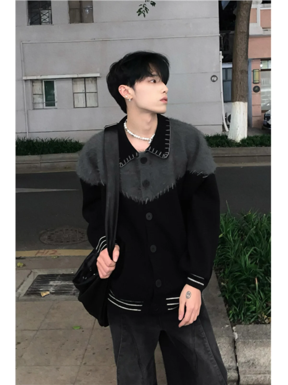 

Мужской свободный вязаный кардиган-пальто в стиле пэчворк с цветными блоками, повседневная верхняя одежда, свитер в винтажном стиле, зимняя модная молодежная модель