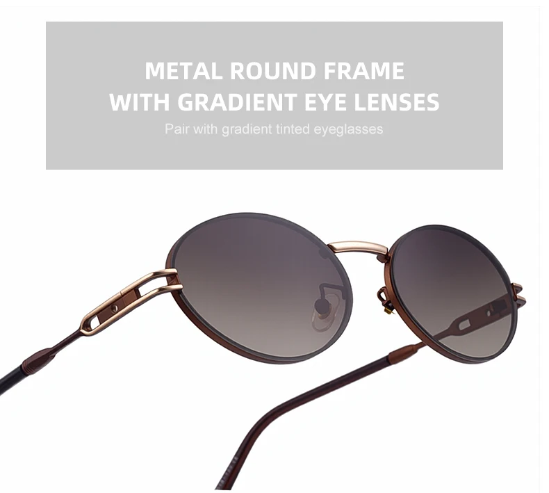 Kleine ovale Punk-Sonnenbrille für Damen 2026 – Luxusmarke, Vintage-Metallrahmen, trendige Sonnenbrillen für Damen, UV400-Schutz – Detail 9
