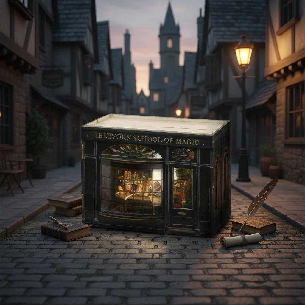 OUZEY フリップページ 3D 木製キューブ DIY キット - 「魔法の冒険」ミニパズルキューブ、接着剤不要のプレカットモデル、クリエイティブな魔法のおもちゃギフト