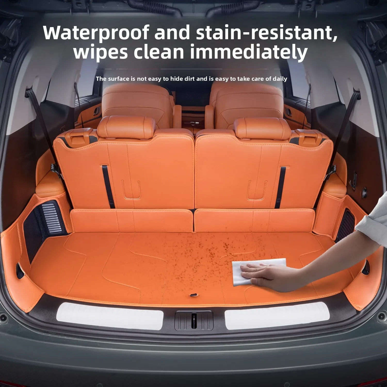 Car Trunk Mat Leather Rear Row Seat Back Anti Kick Pad Cargo Liner For GWM Wey 07 Blue Mountain 2025 2026 Refreshed Version