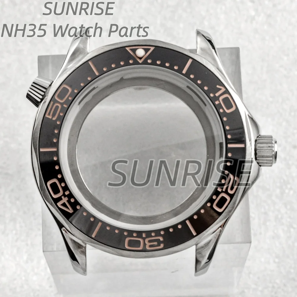 

41mm Silver Black NH35 Case For Seiko NH35 NH36 movement waterproof 31mm Dial Seamaster 300 Watch Cases Stainless Steel Strap