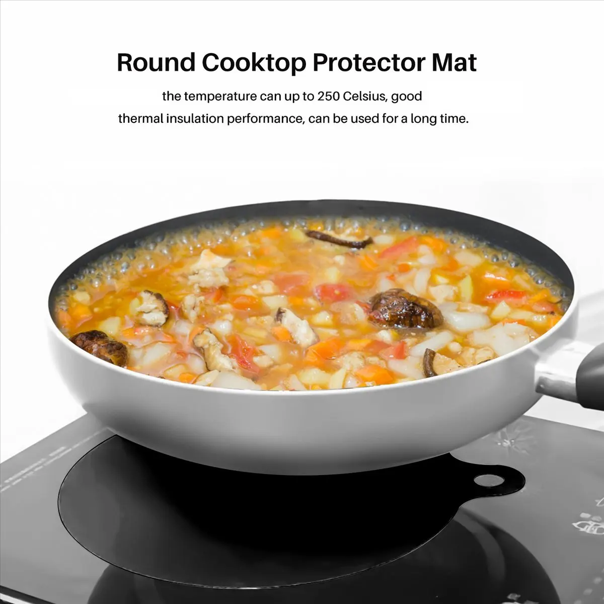 kuaishan 16Pcs Household Silicone Induction Cooker Protector Mat Round Cooktop Protector Mat Heat Insulated Pad 22cm Hot Pot Mat