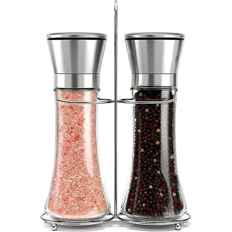 304 Stainless Steel Salt and Pepper Grinder,With Steel Frame,Spice Shakers,Manual Grinder,Kitchen Seasoning Bottle,Grinding Tool