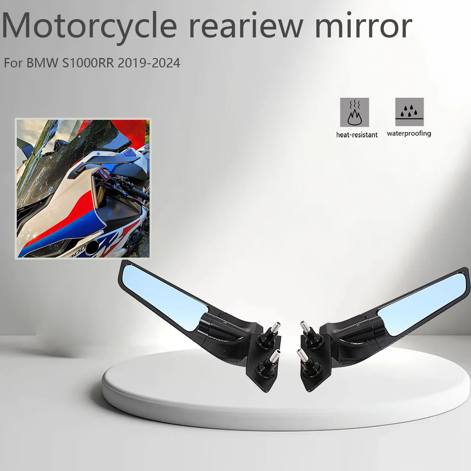 

Motorcycle Rearview Mirror Stealth Sport Winglet Kits Adjustable Stealth Mirrors Accessories For BMW S1000RR M1000RR 2019-2024