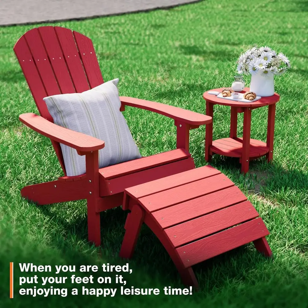 Adirondack Ottoman Set o 2, Patio oot Rest, Weather Resistant or Adirondack Chair, Red | ade and Rust Resistant ootstool or Adir