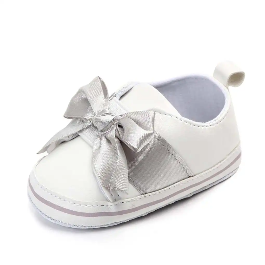 0-1 Years Old Soft Sole Infant Baby Anti-slip Shoes Bowtie Newborn Slippers PU Home Walker Shoes