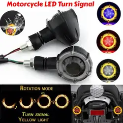 Motorcycle Turn Signal LED Lights Sequential Flowing Flash Indicator Lamp 12V 10mm Retro Dual-color Rotate LED Turn Signal Light