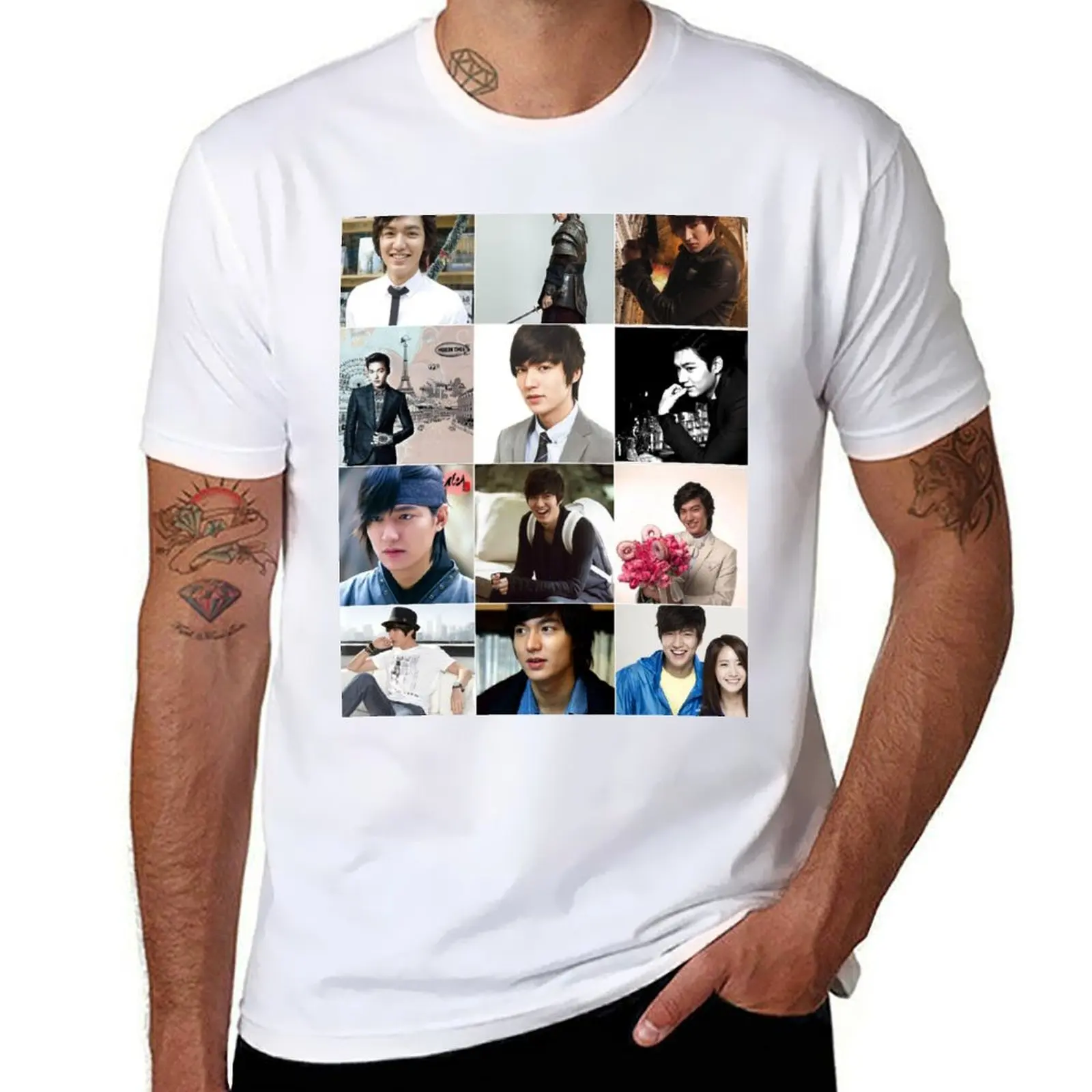 

Lee Min-ho Photo Collage T-Shirt cotton t shirts man 100% printed t shirts for man man t shirt luxury T-Shirt