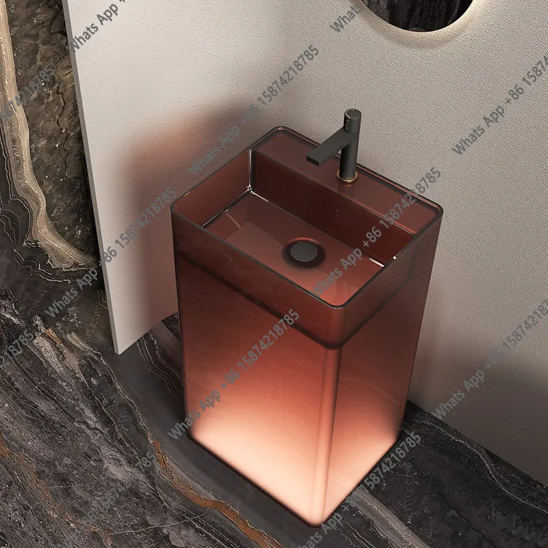 Column basin transparent color floor wash basin square resin hotel washbasin customization