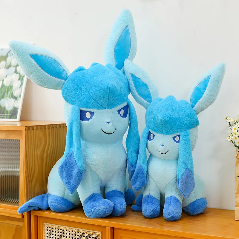 

anime Pokemon Eevee Glaceon 45cm Plush doll Girl's heart Soft sofa ornaments pp cotton filling Pillow decorate Toy dolls Gift
