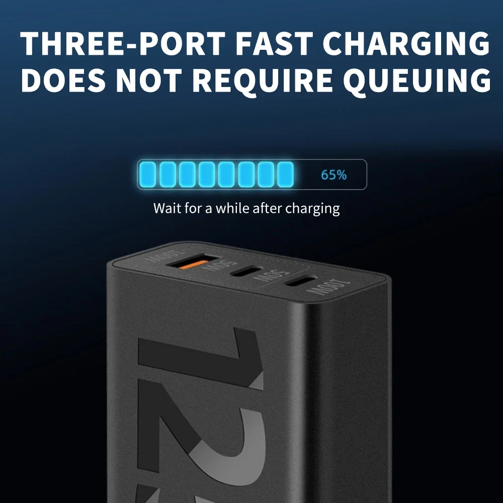 Разъем ЕС/США, всего 125 Вт, USB-зарядное устройство, 3 порта, тип C, быстрая зарядка, настенное зарядное устройство для телефона для iPhone, Samsung, Xiaomi, зарядное устройство для путешествий телефона