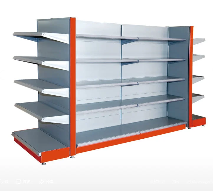 Customized Convenience Shop Display Shelves Interior Design Gondola Racks Stainless Steel Retail Shelving