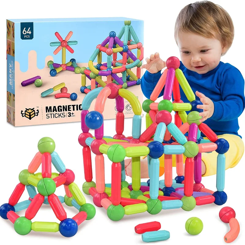 Kid Big Size Magnetic Building Blocks Set Toy Montessori Educational Magnet Stick Rod Building Blocks Construction Kid Toy Gift