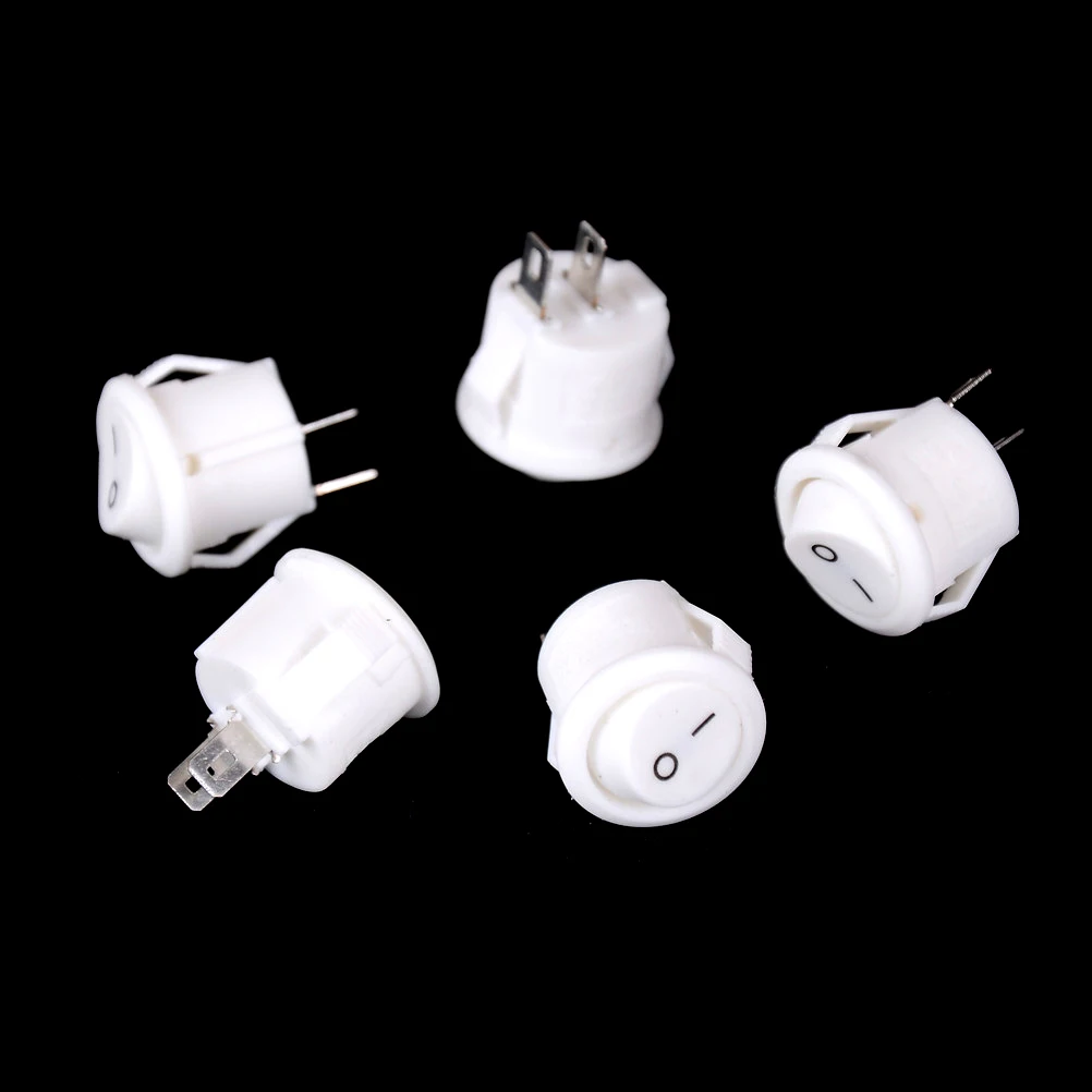 10Pcs/set 16mm Diameter Small Round White Boat Rocker Switches Mini 2 Pin ON-OFF Rocker Switch 3A/250V