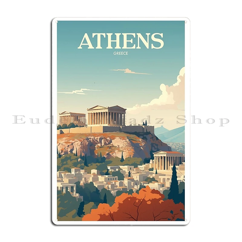 علامات أثينا المعدنية الكلاسيكية تخلق لوحات جدار الكهف ولوحات اليونان أثينا تين تسجيل ملصق