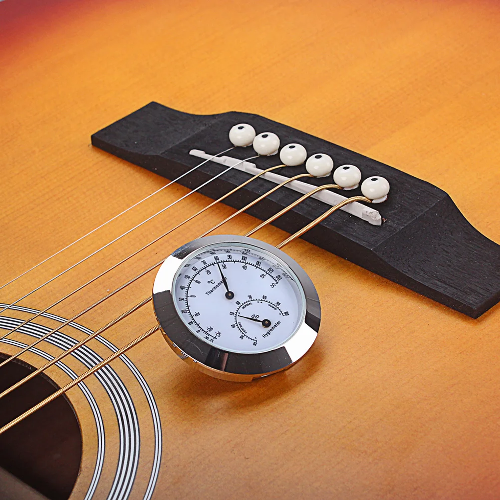 

Round Violin Hygrometer Thermometer Dual Scale Temperature Meter for Guitar Case Home Office B103 Silver Violin Thermometer