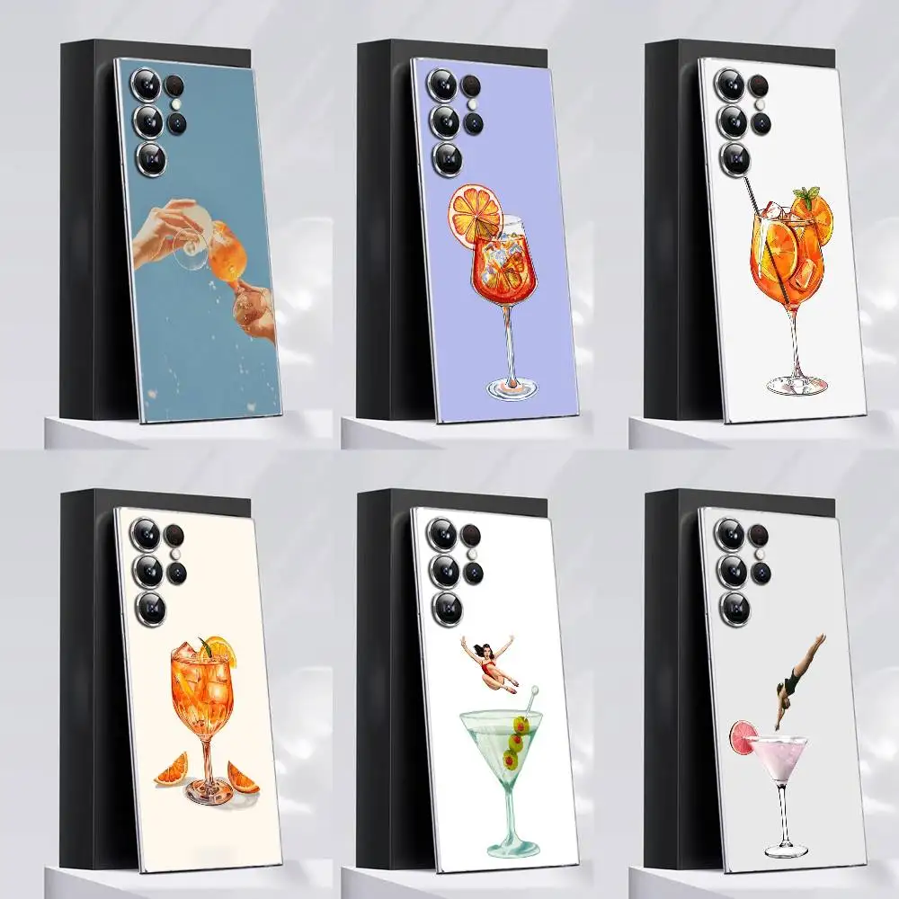 

Liquor Spritz Cocktail Cheers Phone Case For Samsung S30,S25,S24,S23,S21,S22,S20,S10,5G,FE,lite,PIus,Ultra Transparent Cover