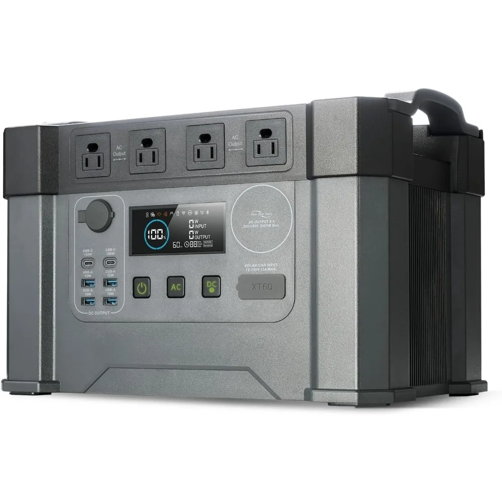 

S2000 PRO 2400W(4000W peak)/1451.6 Wh portable power station,4x2400W AC Outlets,LiFePO4 solar generator,MPPT 1000W Max