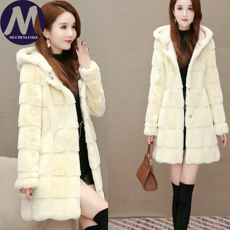 

Women's Fur Coat Autumn Winter New Imitation of Mink Fur Hooded Jackets Korean Fashion Slim Fit Slimming Street Trends Coats