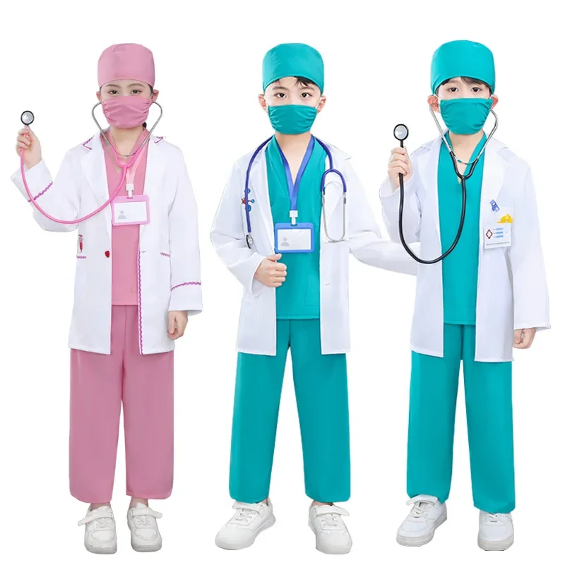 롤플레잉 간호사 의상 세트 흰색 코트 공연 의상 가운