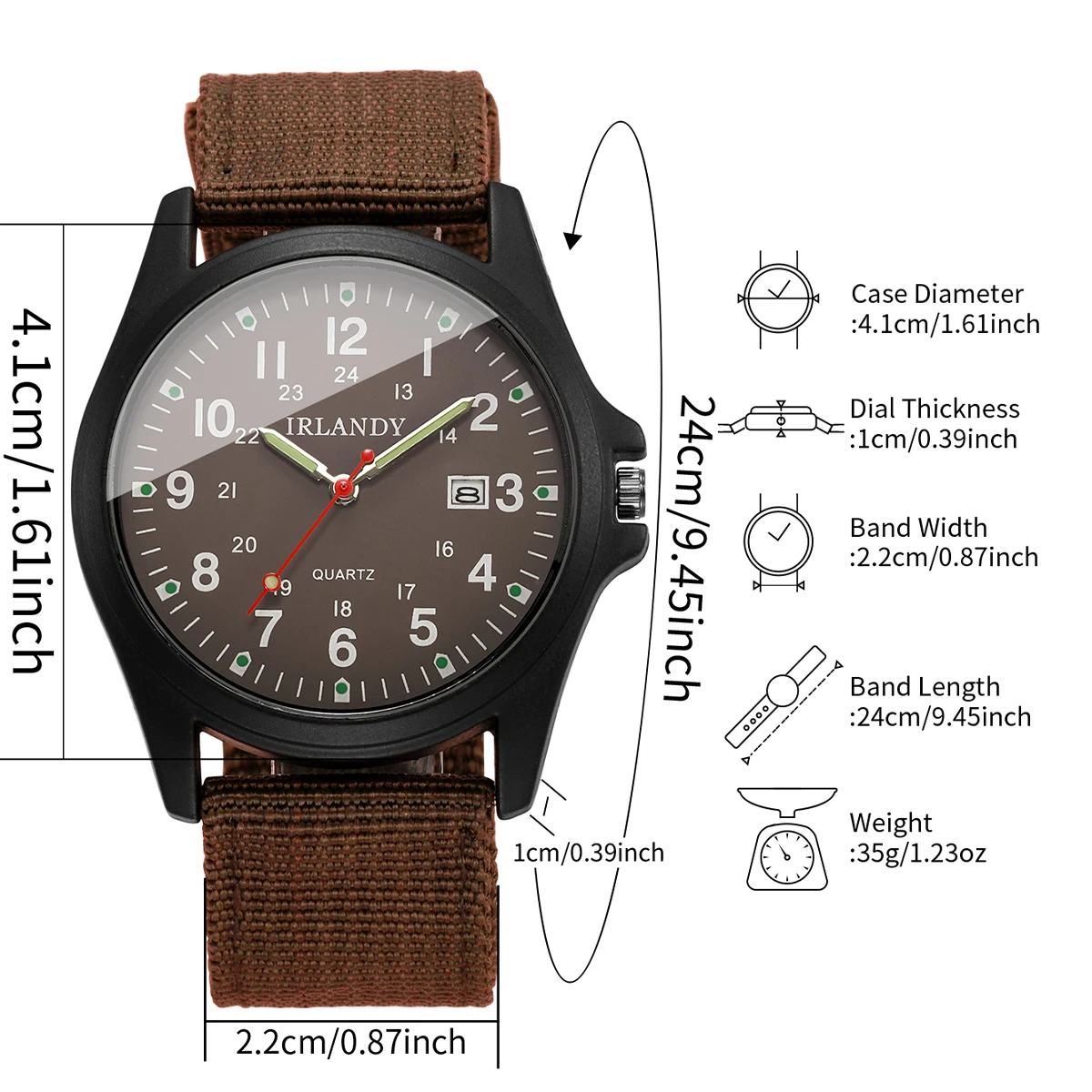 4 قطع ساعة كاجوال للرجال بحزام نايلون وحفلات رياضية أنيقة وعصرية بتقويم كوارتز (الصندوق غير متضمن)