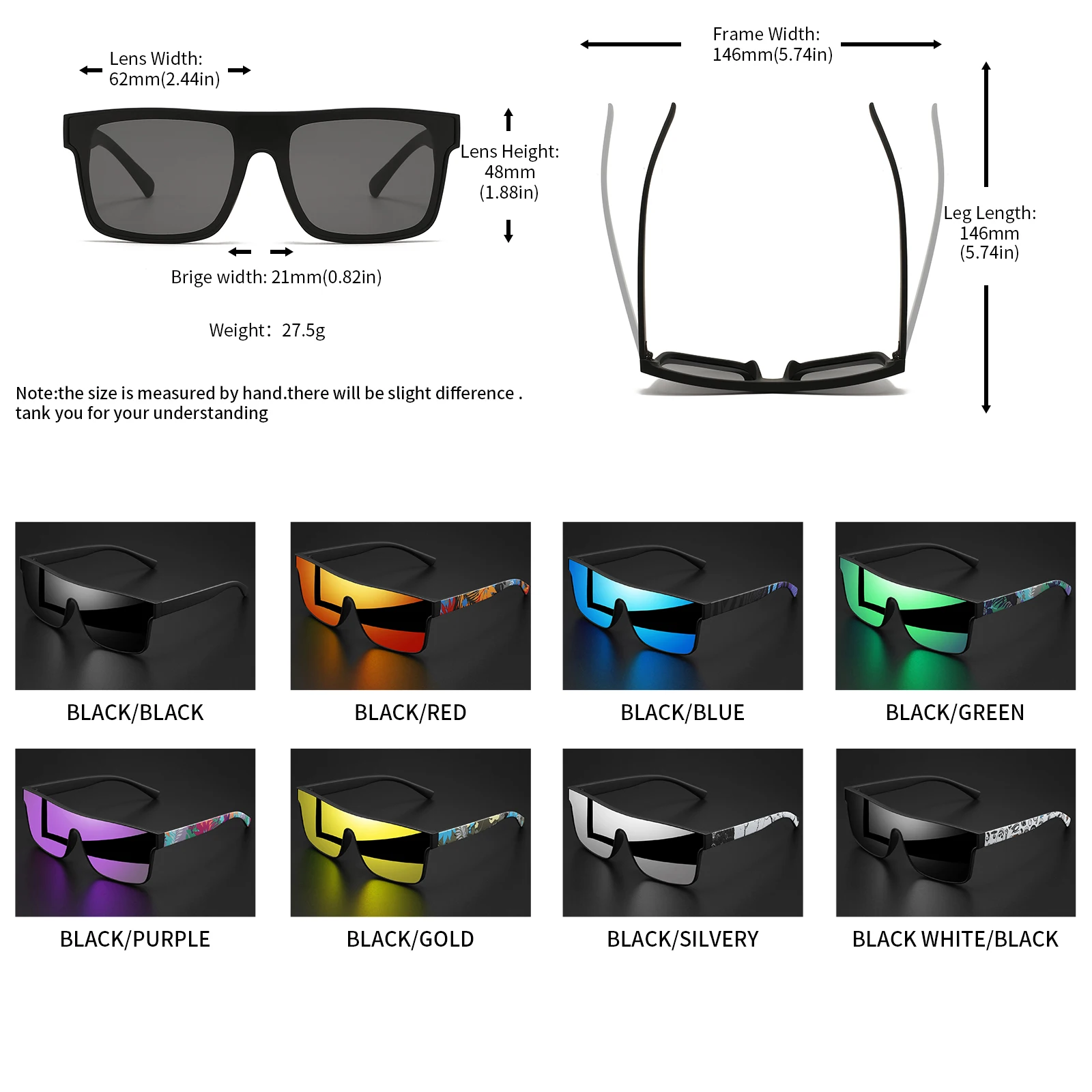 2PCS Classic Fashion Square Sunglasses - Patterned Temples, UV400 Unisex for Cycling, Running & Travel image 6