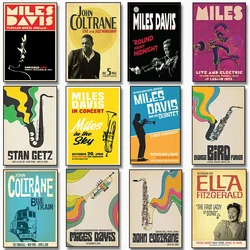 John Coltrane  Miles Davis Jazz Musician Portrait Poster Print  Saxophone Canvas Painting Wall Art for Living Room Home Decor Mo