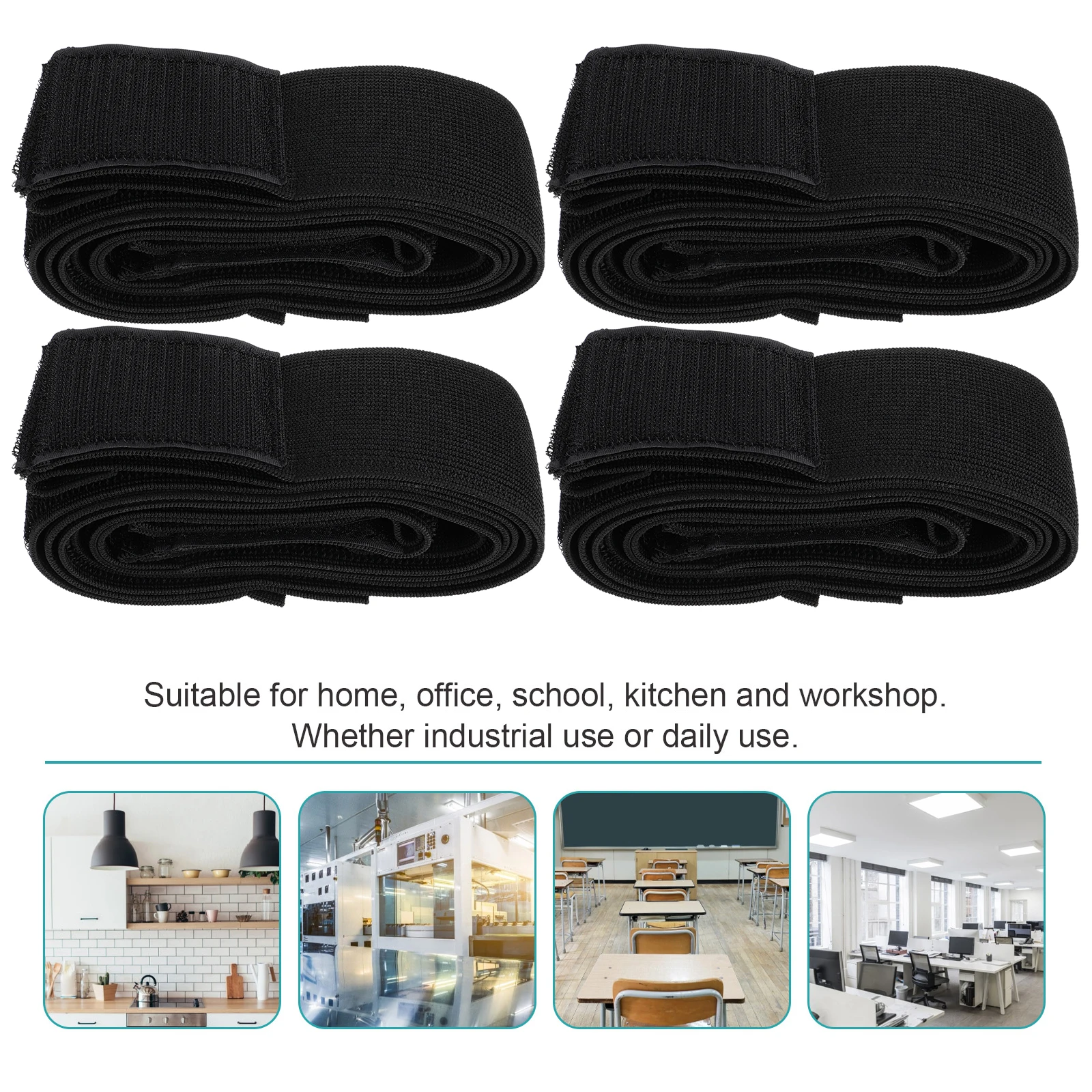 

4pcs Loop Hook Belt No-Buckle Elastic Strap Durable Outdoor Tie Down Straps Sticky Fixing Bands For Sports Binding Cable