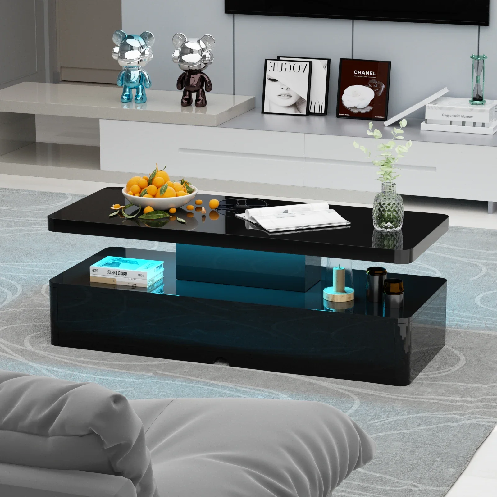 

#Moderne Luxus zeitgenössische LED-Leuchten Couch tisch Hoch glänzendes UV-Schwarz für Wohnzimmer Schlafzimmer