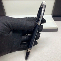 Limited Edition MB Black Resin Chessboard Crystal Star Rollerball Gel Ballpoint Pen Unique Design Office Series Code NDL33966L