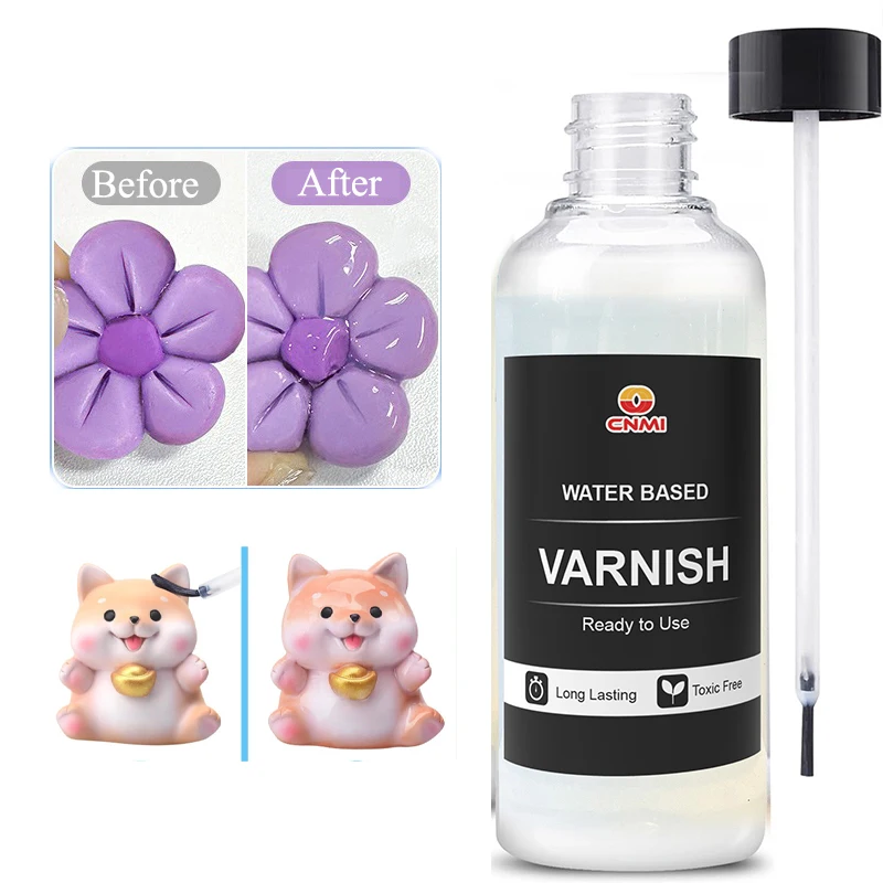 

50/120ML Gloss Varnish for Air Dry Stone Clay Glaze UV Resin Crafts Protection Agent Soft Pottery Brightening Multiusing Glossy
