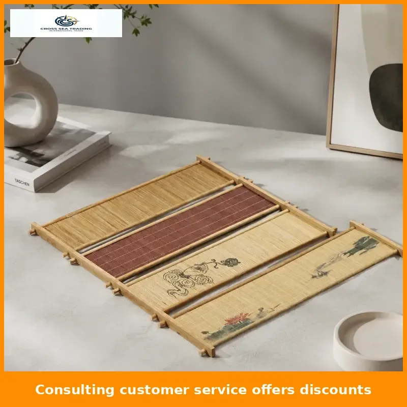 Bamboo tea tray Bamboo shredded dry brewing table Japanese solid wood bamboo tray single-layer rectangular teacup holder