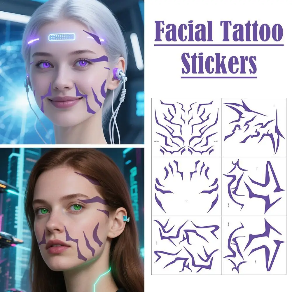 

Facial Tattoo Stickers For Parties, Festivals, Costume Parties, And Other Occasions Face Prop Body Art Halloween Accessories
